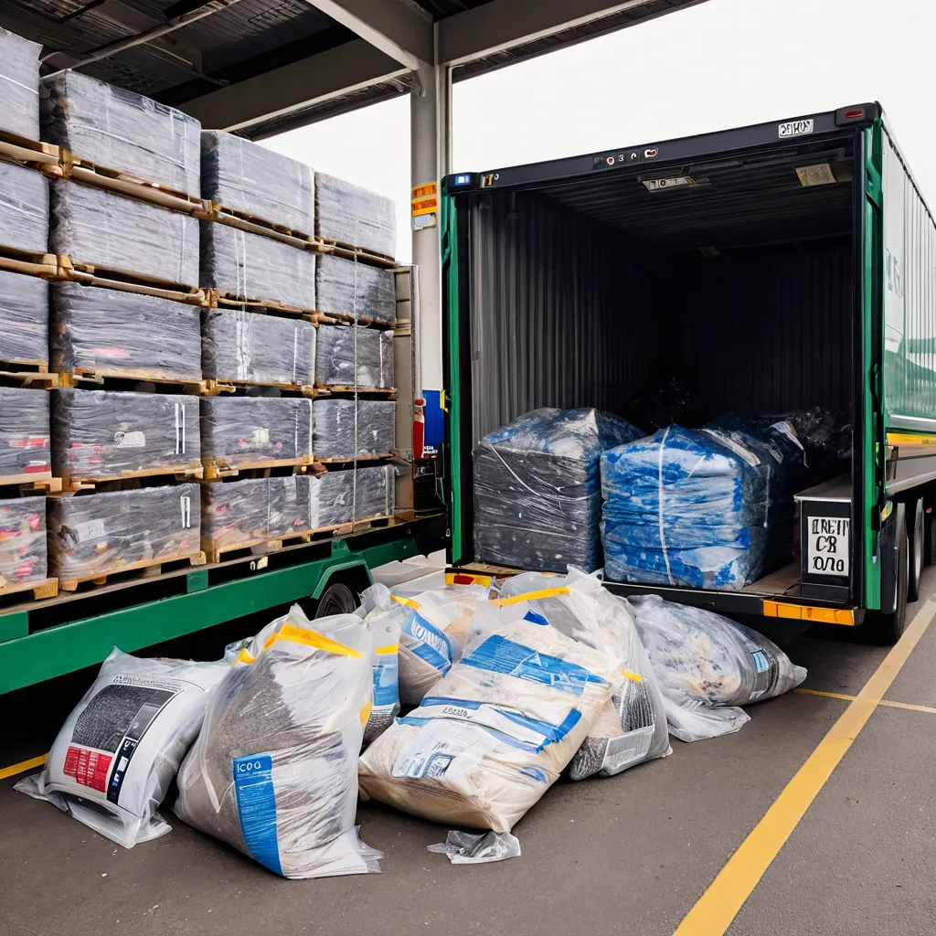 Ponto de coleta de logística reversa com embalagens plásticas pós-uso separadas para reciclagem