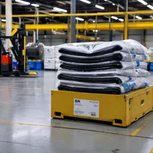 Auditor externo revisando documentação de processo em fábrica de embalagens para certificação ISO 9001